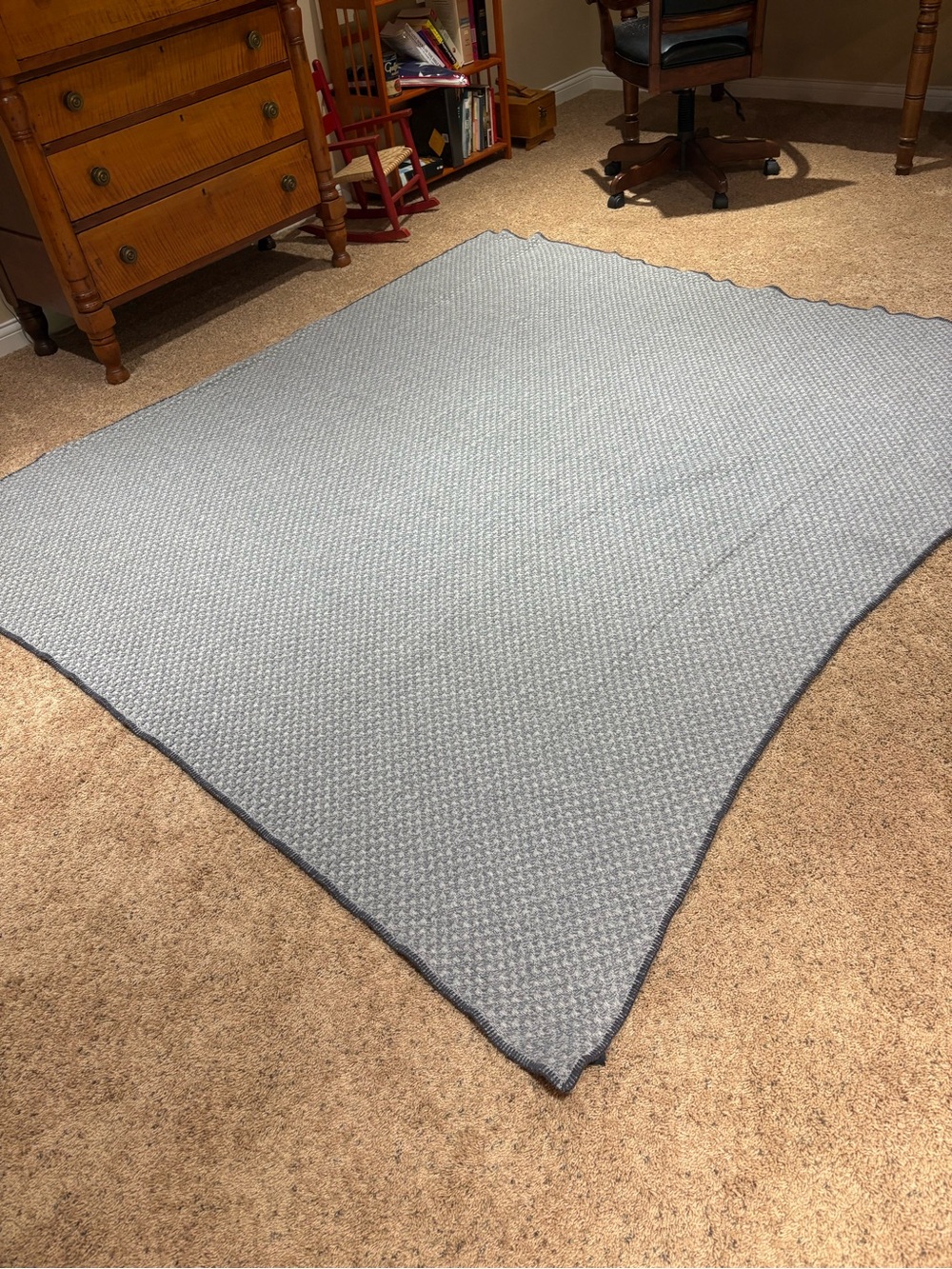 Pendleton Home USA Wool Blanket Gray White Basket Weave Whipstitch Edge 90 x 82